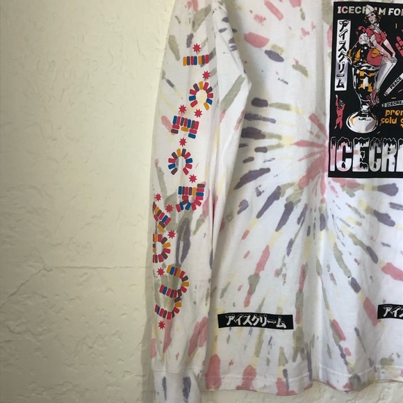 Ice Cream Tie Dye Graphic T Shirt Long Sleeve BBC - Picture 3 of 10